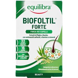 equilibra Integratori Alimentari, Biofoltil Forte, Integratore per il Benessere di Capelli e Unghie, a Base di Zinco, Selenio e Rame, con Ortica, Miglio e Bambù, 32 Capsule