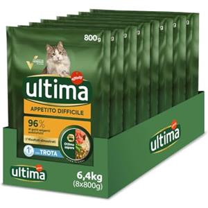 Ultima Appetito difficile Trota - Crocchette per gatti - Confezione da 8 x 800g - Totale 6,4kg