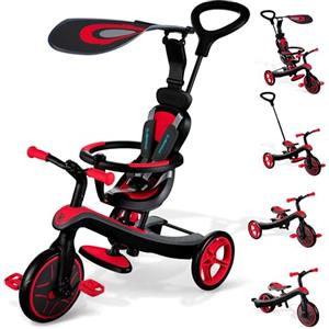 Globber - EXPLORER TRIKE 4in1 - Triciclo & balance bike tutto-in-uno per bambini da 10m + a 5 anni + , Rosso