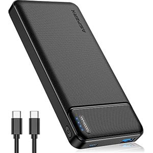 Asperx Batteria Esterna 10000mAh, 22.5W Power Bank, Ingresso e uscita USB C, PD 20W QC3.0 Fast Charge, Caricabatterie Portatile, sottile ma potente Powerbank per iPhone Samsung Xiaomi Samsung