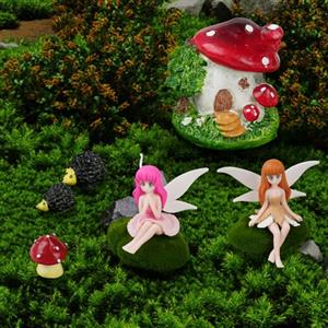 OFFCUP Accessori per Giardino delle Fate in Miniatura, 7Pcs Miniature Giocattoli Giardino, Kit Case Delle Bambole,Paesaggio in Miniatura Giardino delle Fate con Casa Dei Funghi Riccio,Regalo di Natale