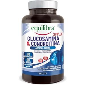 Equilibra Integratori Alimentari, Glucosamina & Condroitina Complex, Integratore a Base di Glucosamina e Condroitina, con MSM, Calcio, Zinco e Vitamina D3, Per le Articolazioni, 90 compresse