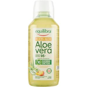 Equilibra Integratori Alimentari, Buon Aloe Vera 95%, da Bere Puro o Diluito, Aloin Free, Detox, Pura Polpa, Senza Aggiunta di Acqua, con Succo di Pesca, Senza Glutine, 500 ml