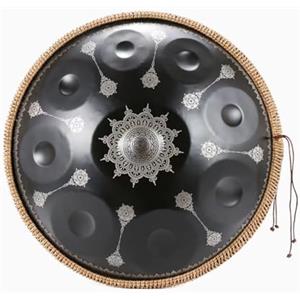 TAKUNE Handpan 9/10/12 Note, Strumento A Tamburo In Acciaio 440hz/432hz, 22 Pollici In Re Minore Percussioni Armoniche For La Guarigione Del Suono, Meditazione Personale (Color : Black, Size : 10 No