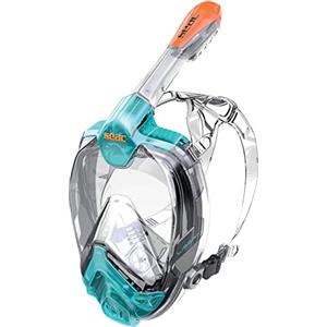 Seac Libera, Maschera Integrale da Snorkeling di Nuova Generazione, Silicone Ipoallergenico, Sgancio Rapido, 4 Taglie, blu/arancione, S/M