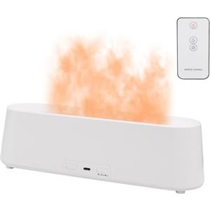 Elitecran Diffusore di Profumo 300ml - Umidificatore d'Aria ad Ultrasuoni Con 7 Cambi Colori, Effetto Fiamma - Oli Essenziali e Aromaterapia per Ambiente (Bianco)