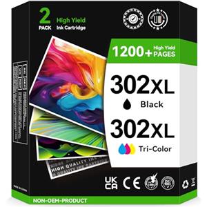 SunnieInk - Cartuccia compatibile HP 302 XL - Nero e colori