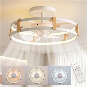 MOUNM Ventilatori da Soffitto con Luce e Telecomando, Lampadario con Ventilatore da Soffitto, Lampadario LED Dimmerabile 3000K-6000K, 58W(45W+13W) 4000Lumens, Ventilatore a Soffitto con Luce, 40cm