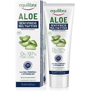 equilibra Igiene Dentale Aloe Dentifricio Multiattivo, Dentifricio Aloe Vera In Gel Delicato Dal Gusto Fresco, Aiuta A Proteggere Da Carie, Tartaro E Disturbi Gengivali, 75 ml, Confezione da 1