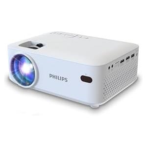 Philips NeoPix 100, Videoproiettore Fisso, Schermo da 65 (165 cm), LED, Altoparlanti Stereo Hi-Fi Incorporati, Connettività USB, HDMI e Cavo Jack da 3,5mm, Compatto, Bianco