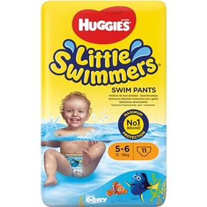 Huggies Little Swimmers - Pannolini da nuoto monouso per neonati e bambini, taglia 5-6 (12-18 kg), 11 pannolini da bagno unisex