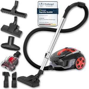 LEHMANN Aspirapolvere a Traino senza Sacco, Aspirapolvere Ciclonico Potente con Filtro HEPA Doppio, Capacità Serbatoio 2,5 L, Set 5 Accessori con Spazzola Turbo per Peli Animali, Compatto