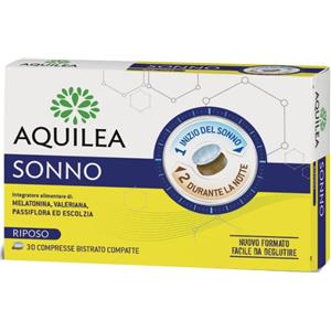 AQUILEA Sonno Forte - Integratore con Melatonina, Vitamine B6 e D3, 30 Compresse per un Sonno Naturale e Rigenerante
