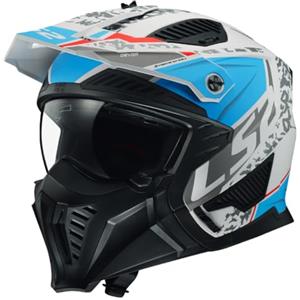 LS2, Casco Moto Jet/Modulare DRIFTER DEVOR Matt White Blue, XS