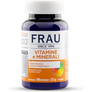 FRAU Vitamine e Minerali 180 Compresse da 1,4 g (6 Mesi), Integratore Alimentare con Vitamine, Minerali, Luteina, Rodiola, Tonico per Stanchezza Fisica e Mentale, Senza Glutine e Lattosio