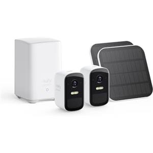 eufy Security eufyCam 2C Pro Kit 2 telecamera wifi esterno senza fili, telecamera pannello solare, con durata della batteria di 180 giorni, 2K, IP67, visione notturna, senza canone mensile