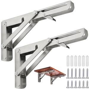 EXIN DEHCEN 2 Pezzi Staffe Pieghevoli, 300 mm Acciaio Inox Mensola Pieghevole Staffe Pieghevoli per Tavolo a Muro Reggimensola Pieghevole per la Casa, Cucina, Ufficio, Banco di Lavoro (150 KG Capacità di Carico)