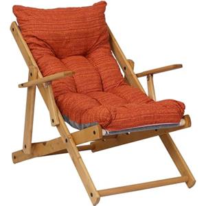 Liberoshopping Poltrona Pieghevole sdraio in legno Abete 3 Posizioni Cuscino tessuto Imbottito per soggiorno giardino made in italy - RELAX (Aragosta)
