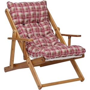 Liberoshopping Poltrona Pieghevole sdraio in legno Abete 3 Posizioni Cuscino tessuto Imbottito per soggiorno giardino made in italy - RELAX - RELAX (Rosso strike)