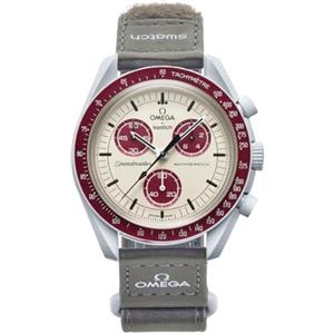 Swatch Omega x Moon Mission to Pluto Speedmaster Borgogna - Nuovo, Unisex, Beige & Borgogna, Moderno