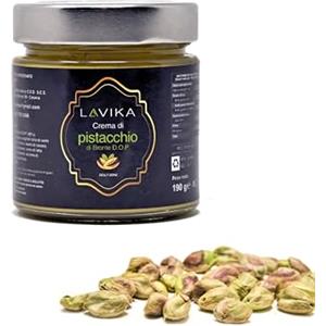 LAVIKA Crema Spalmabile Di Pistacchio Di Bronte DOP Qualità Superiore 190 GR Produzione Artigianale Di Pasta Pura Di Pistacchio Siciliano al 45% Prodotto Di Altissima Qualità