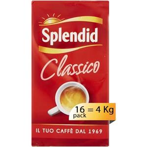 Splendid - Caffè Macinato Gusto Classico - Miscela Caffè per Moka - 16 Confezioni da 250 gr (Totale 4 Kg)