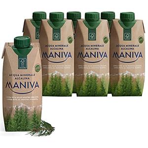 Amanti taste and passion Acqua Minerale Naturale Alcalina | Maniva | 24 Brick 50Cl | 12 Litri | Prodotto a Ridotto Impatto Ambientale | Riciclabile | Certificata Veganok