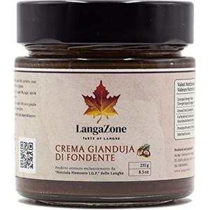 Generico LangaZone Crema Spalmabile con Nocciole Piemonte I.G.P. delle Langhe, Crema di Nocciole 100% Italiane, Crema Nocciole 100% Artigianale, Crema 100% Nocciole Alta Qualità (Crema Gianduja Fondente)