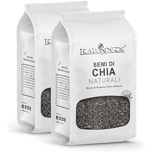 ITALIA SPEZIE Semi di Chia, 2 x 400 g (800g), Crudi, superfood proteici senza additivi, ricchi di proteine e fibre. Ideali per arricchire muesli, insalate e prodotti da forno, Italia Spezie
