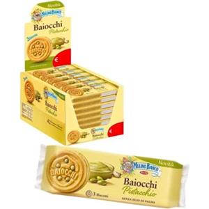 Liquolivery Mulino Bianco Baiocchi Pistacchio Confezione da 42 Snack T3 Biscotto Ripieno con Crema al Pistacchio