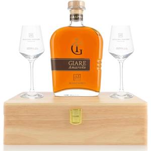 Marzadro Grappa Le Giare Amarone In Astuccio Di Legno 70 cl e 2 Bicchieri Tulipe