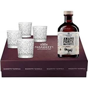 Mazzetti d'Altavilla - Amaro Forte con 4 Cocktail Tumbler in Scatola Regalo 0,70 lt.