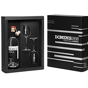 DOMENIS 1898 DOMENIS1898 - CONFEZIONE REGALO Storica Nera grappa 50% vol. con due calici a tulipano serigrafati