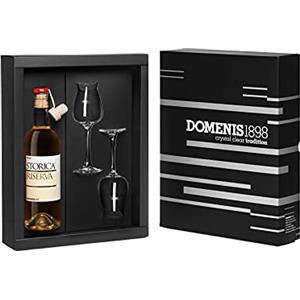 DOMENIS 1898 DOMENIS1898 - CONFEZIONE REGALO Storica Riserva grappa riserva 50% vol. con due calici a tulipano serigrafati