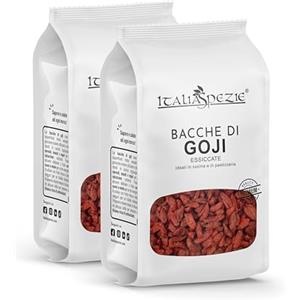 ITALIA SPEZIE Bacche di goji senza zucchero aggiunto 500 g (2x250g) goji berries 100% naturale super food - frutta secca, ideale per perdita di peso e mix con avena, semi di zucca, lino, chia - Italia Spezie