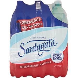 Santagata, Acqua Minerale Effervescente Naturale - 6 Bottiglie da 1.5 Litri