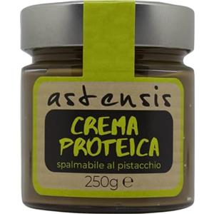 ASTENSIS Crema Proteica Pistacchio Spalmabile Artigianale 250 Gr - 34% di Proteine, Senza Zucchero e Senza Olio di Palma. Adatto per Dolci Proteici (Pistacchio)