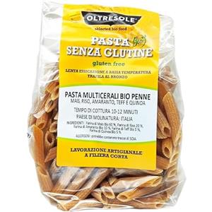 Oltresole - Pasta ai Multicereali Biologica, gluten free, formato Penne 350 g - mix di farina bio teff, amaranto, quinoa, mais e riso, ricca di fibre e nutrienti, senza glutine