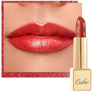 Oulac Rossetto Metallizzato Lucido, Rossetto Rosso Corallo Altamente Pigmentato, Lucentezza 3D, Rossetto Lunga Durata, Formula Cremosa e Idratante, Vegan, 4,3g (02) Dangerous