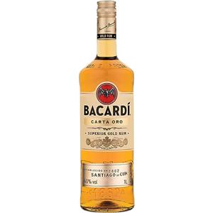 Bacardi BACARDÍ Carta Oro Gold Rum, Vol. 37,5%, 100 cl / 1 l, iconico rum dei Caraibi, ideale per il cocktail Cuba Libre