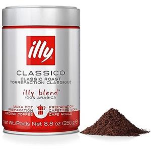 illy Caffè macinato per moka Tostato CLASSICO, Barattolo da 250 grammi