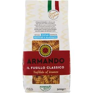 Armando, Il Fusillo Classico, Pasta di Semola di Grano Duro di Filiera 100% Italiano - Trafilato al bronzo - 8 confezioni da 500 gr