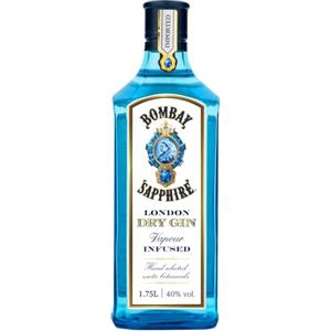 Bombay Sapphire London Dry Gin, 40% vol., 175 cl / 1,75 L, gin 100% infuso a vapore con 10 botanical accuratamente selezionati