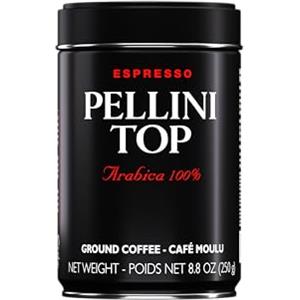 Pellini Caffè Top 100% Arabica, Caffè Macinato per Moka dall'Aroma Intenso e Avvolgente, Miscela 100% Arabica a Tostatura Delicata, Confezione da 250g