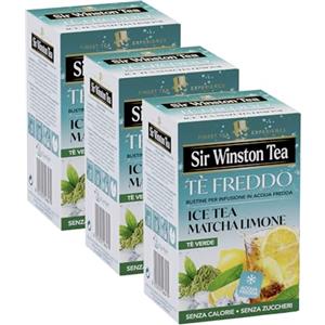 Sir Winston Tea, Tè Verde Freddo Matcha Limone, 54 Filtri (3 Confezioni da 18 Filtri), Gustoso e Dissetante, Ideale per Una Pausa Estiva, Senza Lattosio, Glutine e Allergeni
