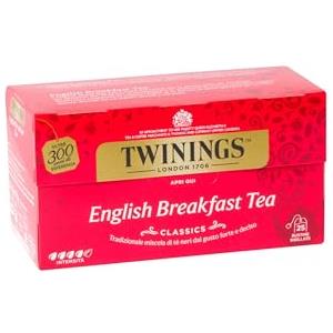 Twinings, English Breakfast Tea, Classics, Tradizionale Miscela di Tè Neri dal Gusto Forte e Deciso, Confezione da 25 Filtri