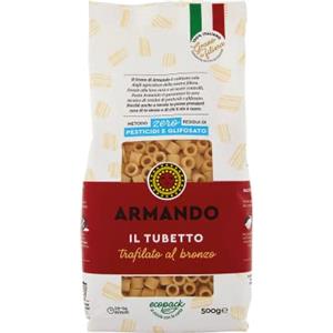 Armando, Il Tubetto, Pasta di Semola di Grano Duro di Filiera 100% Italiano - 8 confezioni da 500 gr