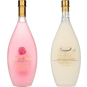 Bottega - Bocca di Rosa Rosolio Liquore alle Rose - 50cl & Fior di Latte Crema di Liquore al Cioccolato Bianco - 50cl