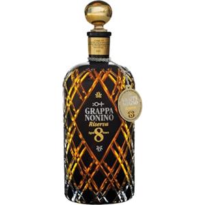 Nonino Distillerie Nonino dal 1897, Grappa Nonino Riserva Invecchiata 8 Anni in Barriques e piccole botti - bottiglia in vetro nero intagliata a mola di diamante da 700 ml