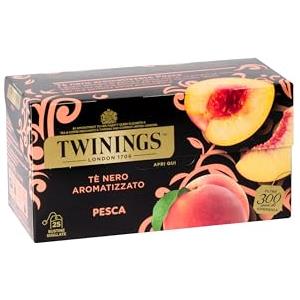 Twinings, Tè Nero Aromatizzato alla Pesca, Gusto Delicato e Vellutato, Infusi e Tisane, 1 Confezione da 25 Filtri